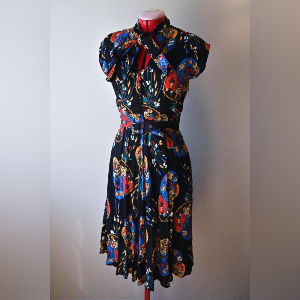 SOLD Trashy Diva by Candice Gwinn Parasols Bow Dress with Belt Retro Size 6